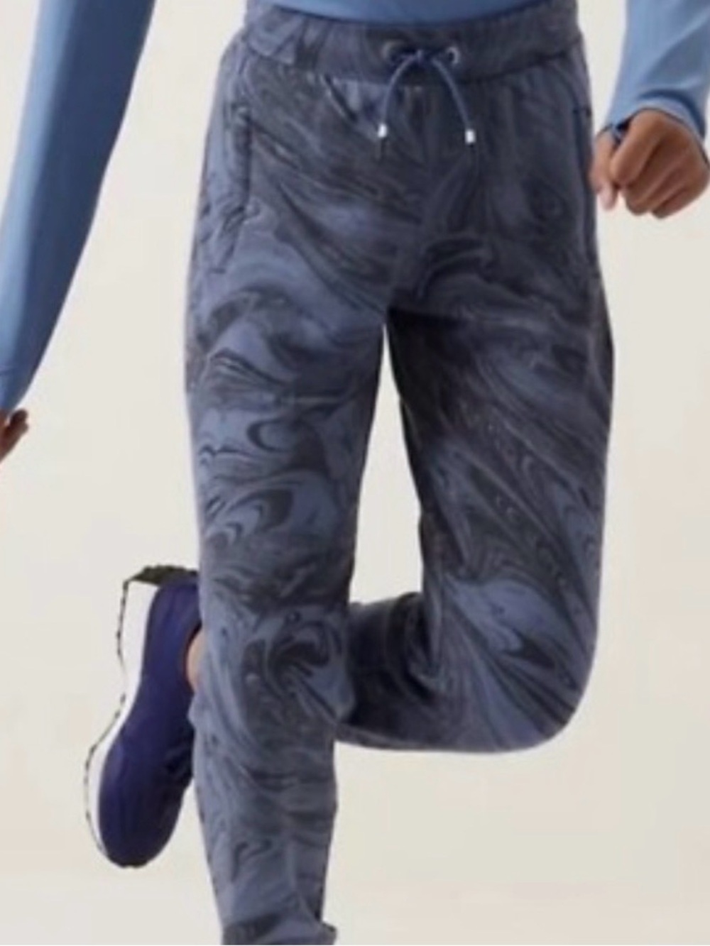 Athleta Gray Marble-Print Jogger Sweatpants